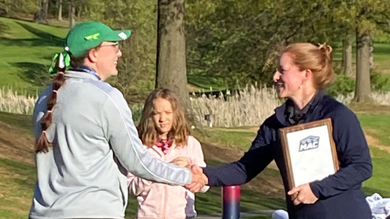 Golfer Grace Strickland receives All-MAC honors after a shoulder injury.