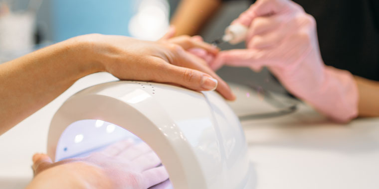 Hands showing a gel polish manicure