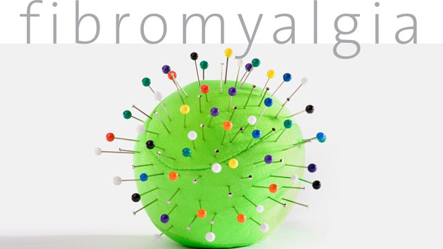 Fibromyalgia with a foam ball covered in pins