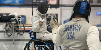 Dayton Police Officer Byron Branch para-fencing, gearing up for the 2024 Paris Paralympics.