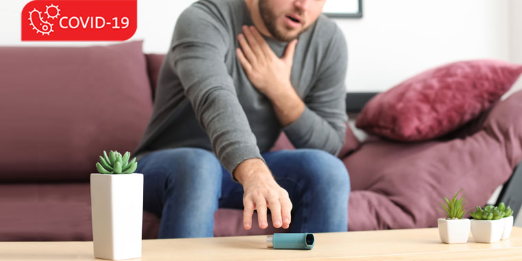 Man reaching for an inhaler