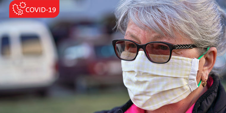 Older woman wearing a cloth face mask