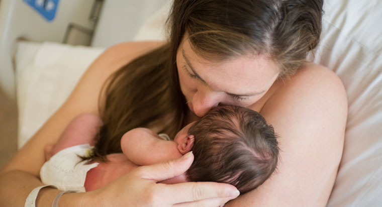 Woman holding baby